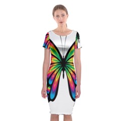 Abstract Animal Art Butterfly Classic Short Sleeve Midi Dress by Simbadda