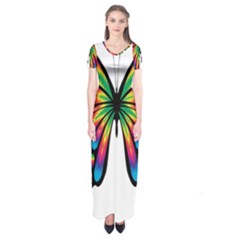 Abstract Animal Art Butterfly Short Sleeve Maxi Dress by Simbadda