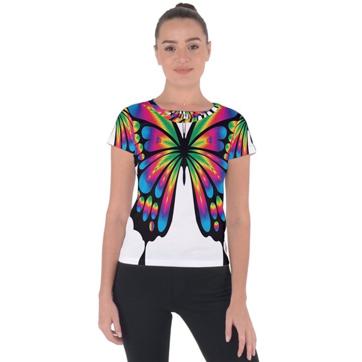 Abstract Animal Art Butterfly Short Sleeve Sports Top 