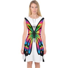 Abstract Animal Art Butterfly Capsleeve Midi Dress by Simbadda