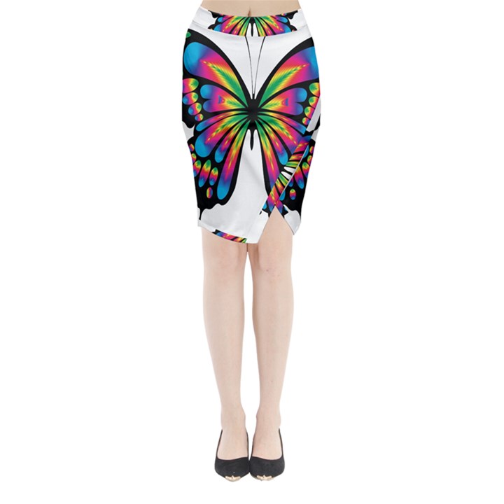 Abstract Animal Art Butterfly Midi Wrap Pencil Skirt