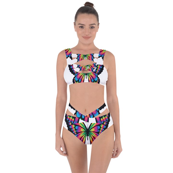 Abstract Animal Art Butterfly Bandaged Up Bikini Set 