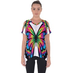 Abstract Animal Art Butterfly Cut Out Side Drop Tee by Simbadda