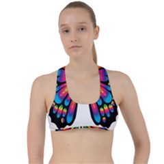 Abstract Animal Art Butterfly Criss Cross Racerback Sports Bra by Simbadda