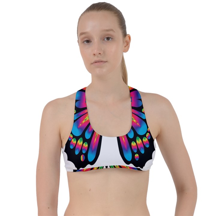 Abstract Animal Art Butterfly Criss Cross Racerback Sports Bra