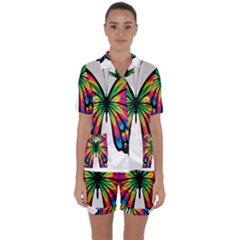 Abstract Animal Art Butterfly Satin Short Sleeve Pyjamas Set by Simbadda