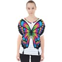 Abstract Animal Art Butterfly V-Neck Dolman Drape Top View1