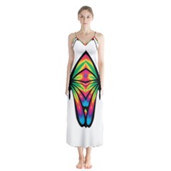 Abstract Animal Art Butterfly Button Up Chiffon Maxi Dress by Simbadda