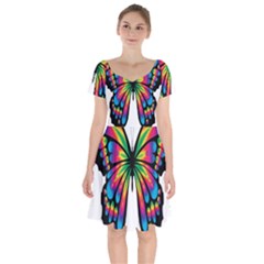 Abstract Animal Art Butterfly Short Sleeve Bardot Dress by Simbadda