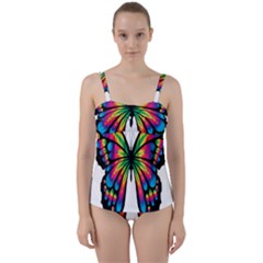 Abstract Animal Art Butterfly Twist Front Tankini Set by Simbadda