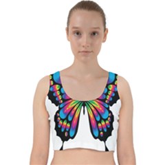 Abstract Animal Art Butterfly Velvet Racer Back Crop Top by Simbadda