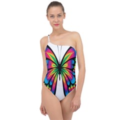 Abstract Animal Art Butterfly Classic One Shoulder Swimsuit by Simbadda