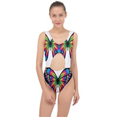 Abstract Animal Art Butterfly Center Cut Out Swimsuit by Simbadda