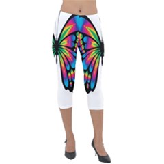 Abstract Animal Art Butterfly Lightweight Velour Capri Leggings  by Simbadda