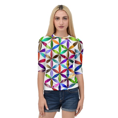 Flower Of Life Sacred Geometry Quarter Sleeve Raglan Tee by Simbadda