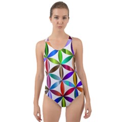 Flower Of Life Sacred Geometry Cut-out Back One Piece Swimsuit by Simbadda