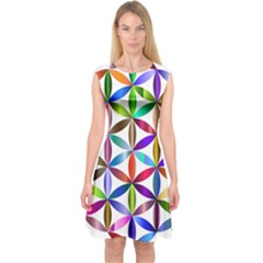 Flower Of Life Sacred Geometry Capsleeve Midi Dress by Simbadda