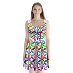 Flower Of Life Sacred Geometry Split Back Mini Dress 