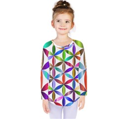 Flower Of Life Sacred Geometry Kids  Long Sleeve Tee