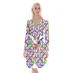 Flower Of Life Sacred Geometry Long Sleeve Velvet Front Wrap Dress