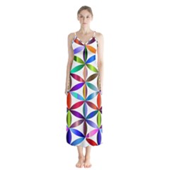 Flower Of Life Sacred Geometry Button Up Chiffon Maxi Dress