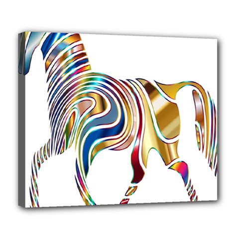 Horse Equine Psychedelic Abstract Deluxe Canvas 24  X 20   by Simbadda