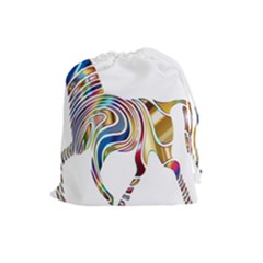 Horse Equine Psychedelic Abstract Drawstring Pouches (large)  by Simbadda