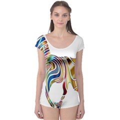 Horse Equine Psychedelic Abstract Boyleg Leotard  by Simbadda