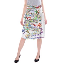 Dragon Asian Mythical Colorful Midi Beach Skirt by Simbadda