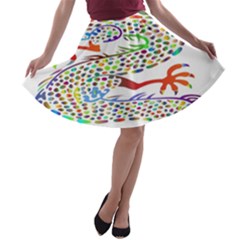 Dragon Asian Mythical Colorful A-line Skater Skirt by Simbadda