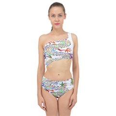 Dragon Asian Mythical Colorful Spliced Up Two Piece Swimsuit by Simbadda