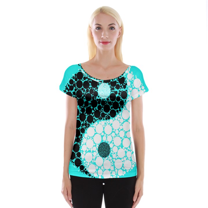 Yin Yang Eastern Asian Philosophy Cap Sleeve Tops