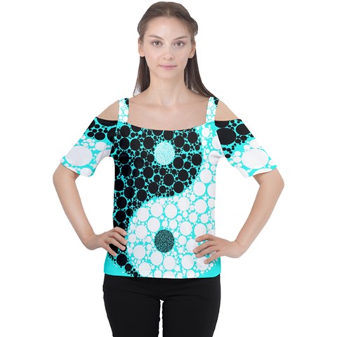 Yin Yang Eastern Asian Philosophy Cutout Shoulder Tee by Simbadda