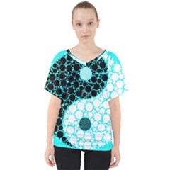 Yin Yang Eastern Asian Philosophy V-neck Dolman Drape Top by Simbadda