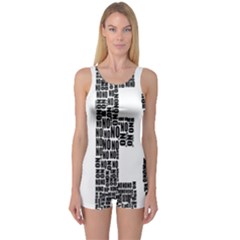 Yes No Typography Type Text Words One Piece Boyleg Swimsuit by Simbadda