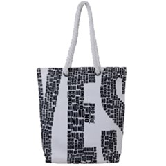 Yes No Typography Type Text Words Full Print Rope Handle Tote (small) by Simbadda