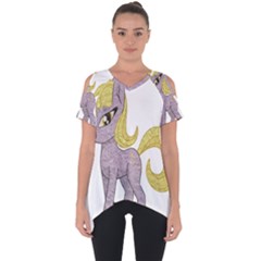 Unicorn Narwhal Mythical One Horned Cut Out Side Drop Tee by Simbadda