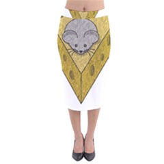 Cheese Rat Mouse Mice Food Cheesy Velvet Midi Pencil Skirt by Simbadda