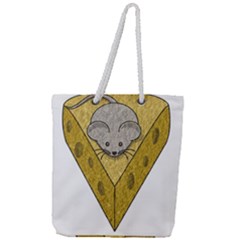 Cheese Rat Mouse Mice Food Cheesy Full Print Rope Handle Tote (large) by Simbadda