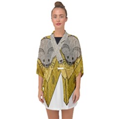 Cheese Rat Mouse Mice Food Cheesy Half Sleeve Chiffon Kimono by Simbadda