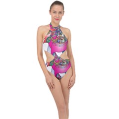 Elephant Pachyderm Animal Halter Side Cut Swimsuit