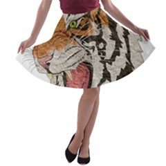 Tiger Tiger Png Lion Animal A-line Skater Skirt by Simbadda