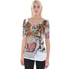 Tiger Tiger Png Lion Animal Wide Neckline Tee