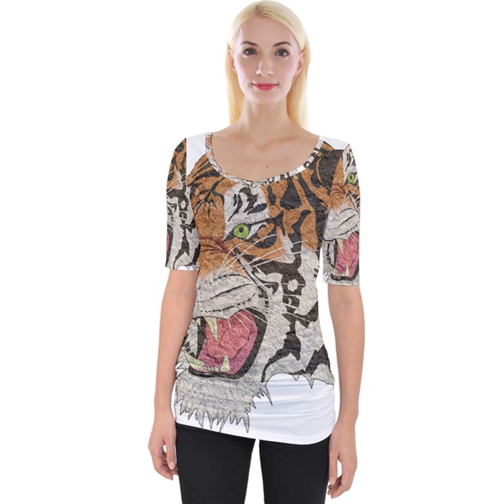 Tiger Tiger Png Lion Animal Wide Neckline Tee