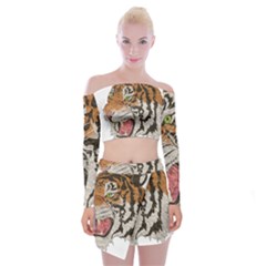 Tiger Tiger Png Lion Animal Off Shoulder Top With Mini Skirt Set by Simbadda