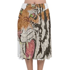 Tiger Tiger Png Lion Animal Velvet Flared Midi Skirt by Simbadda