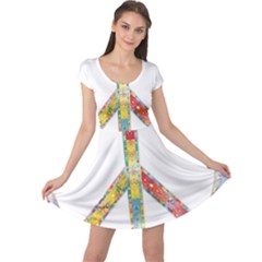 Flourish Decorative Peace Sign Cap Sleeve Dress by Simbadda