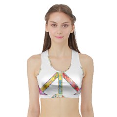 Flourish Decorative Peace Sign Sports Bra With Border by Simbadda