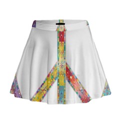 Flourish Decorative Peace Sign Mini Flare Skirt by Simbadda