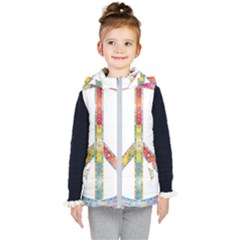 Flourish Decorative Peace Sign Kid s Hooded Puffer Vest by Simbadda